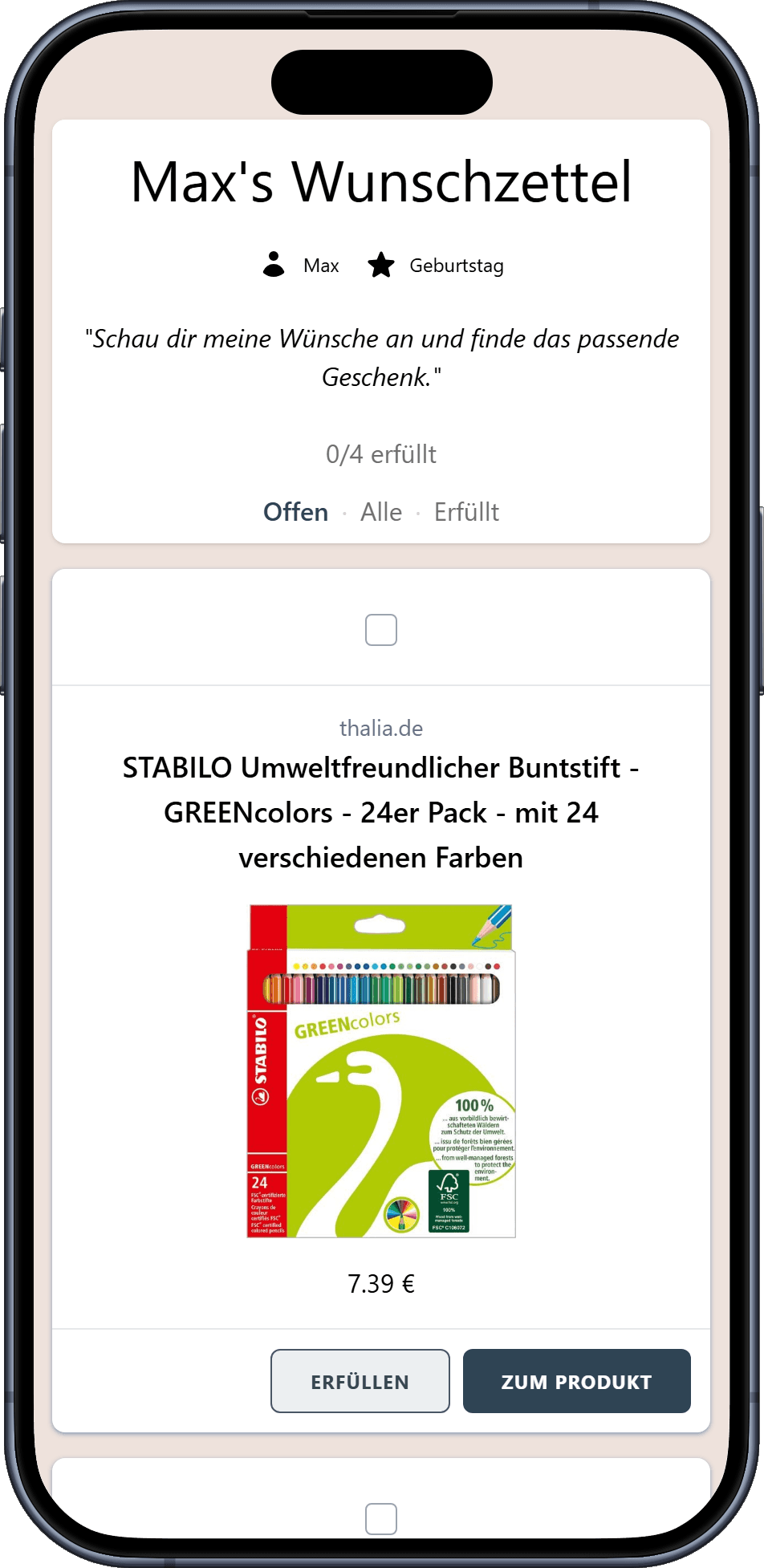 So sieht dein fertiger Wunschzettel aus