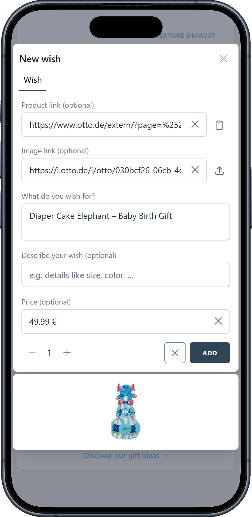 How to add wishes to your baby shower wishlist