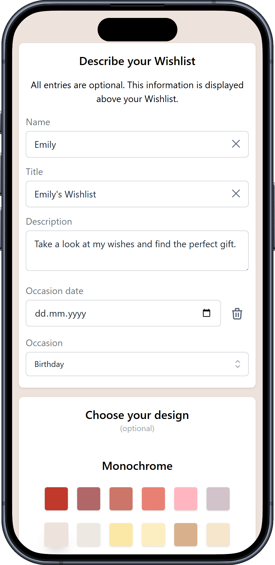How to add details to your Wishlist