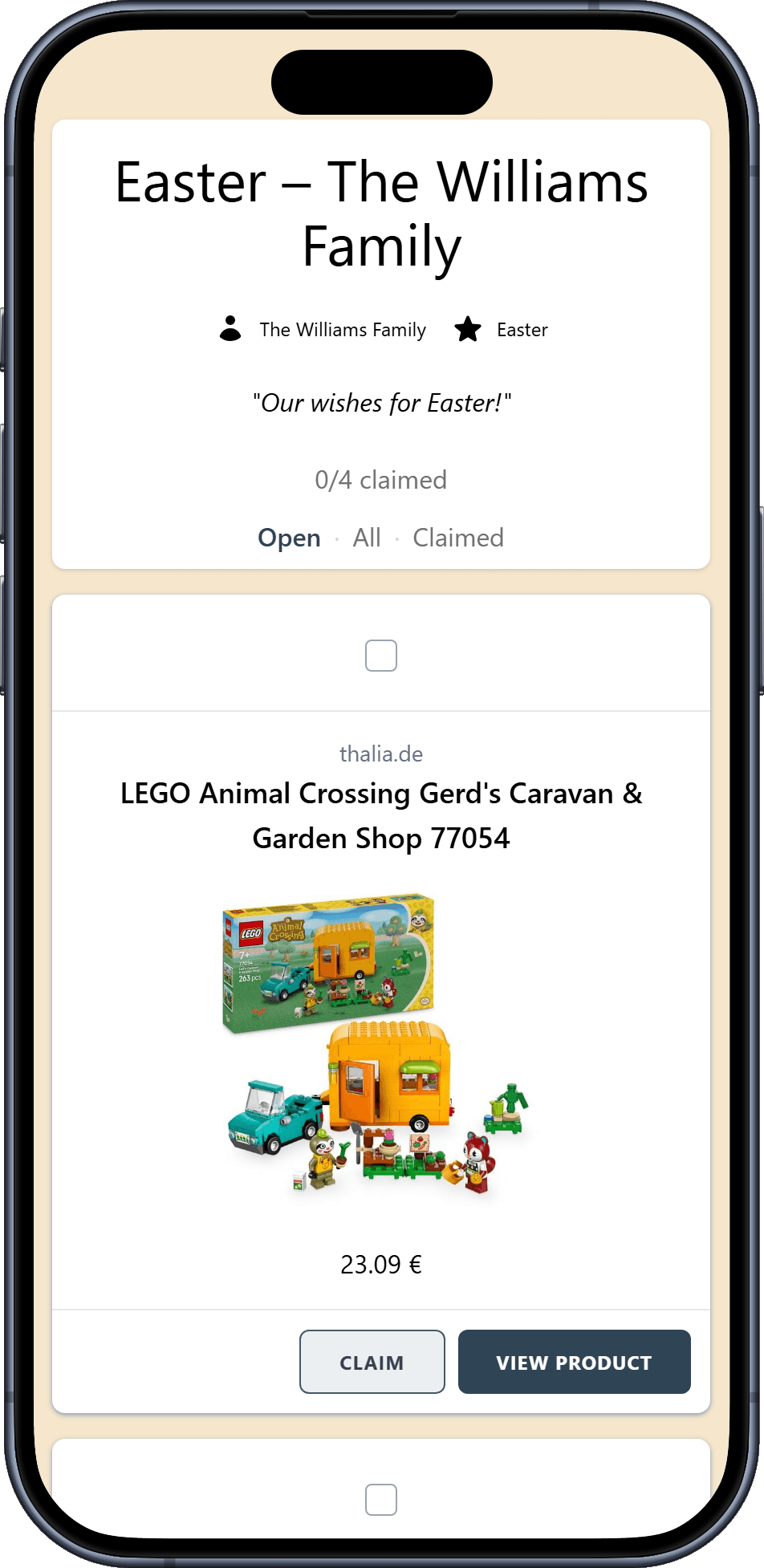 This is what your finished Easter wishlist looks like