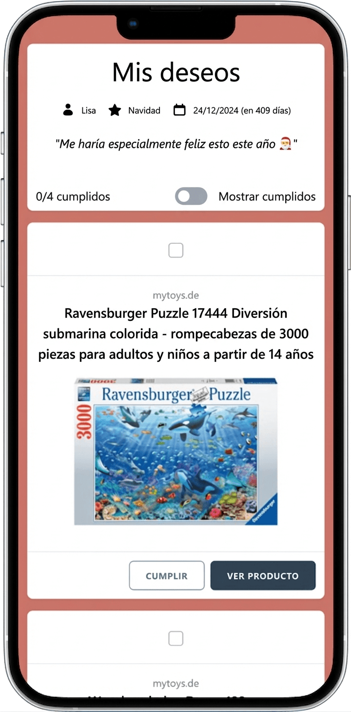Así se ve tu lista de deseos terminada