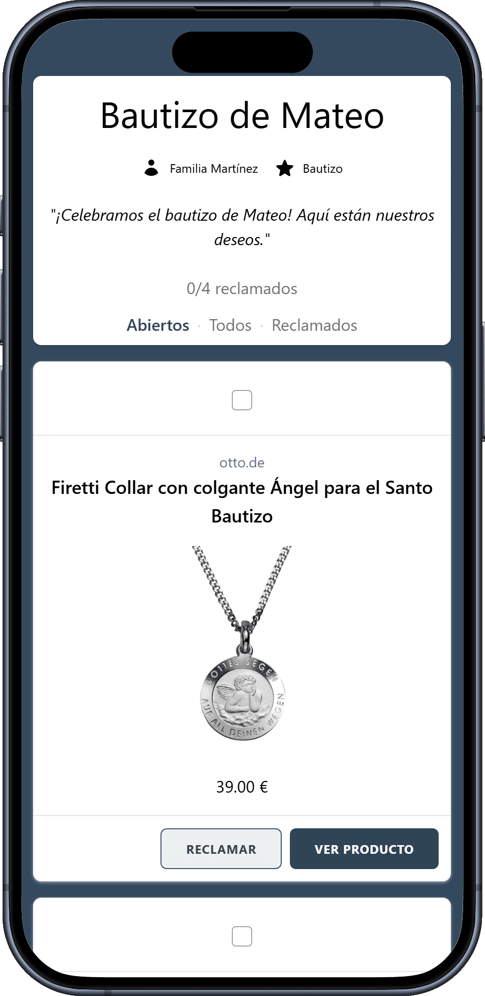 Así se ve tu lista de bautizo terminada