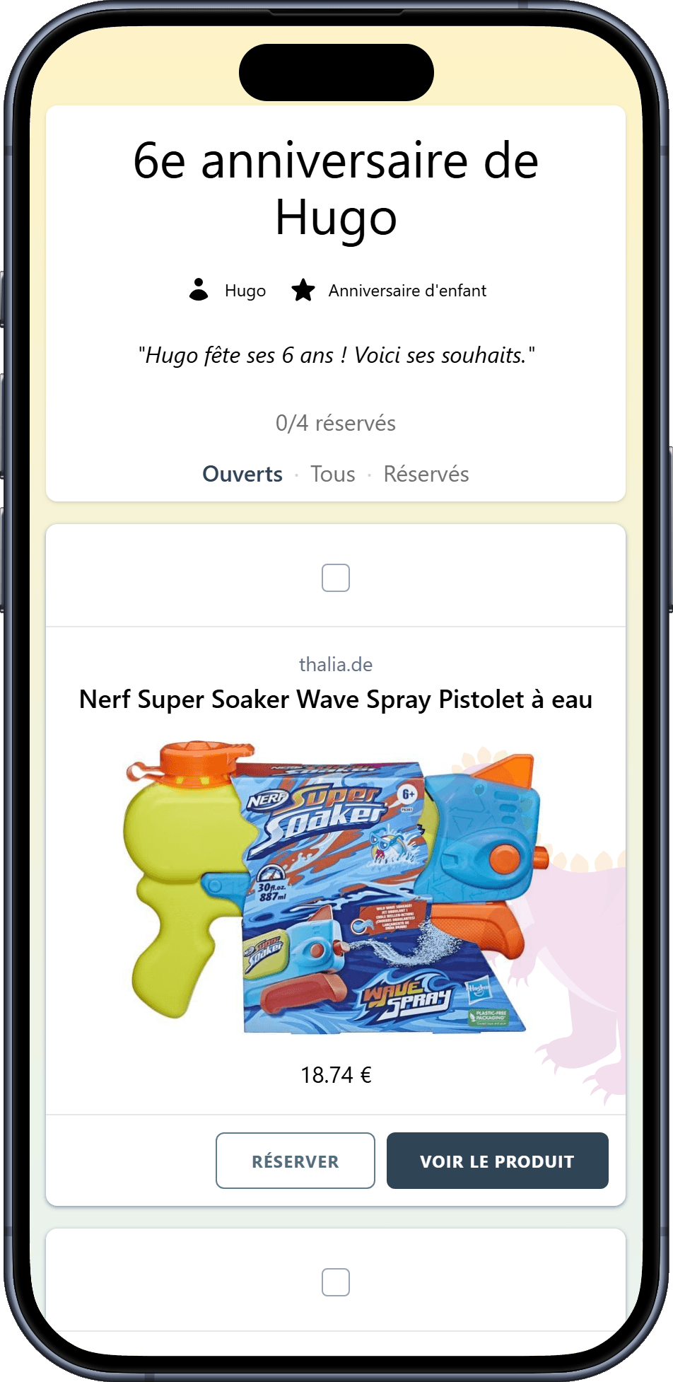 Voici à quoi ressemble votre liste d'anniversaire terminée