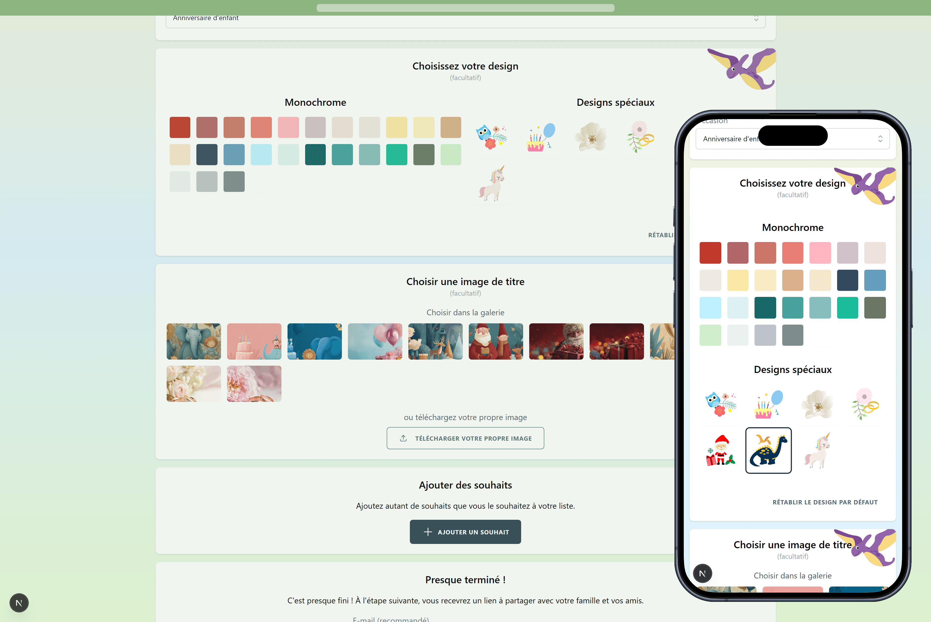 Les designs que vous pouvez choisir pour votre liste