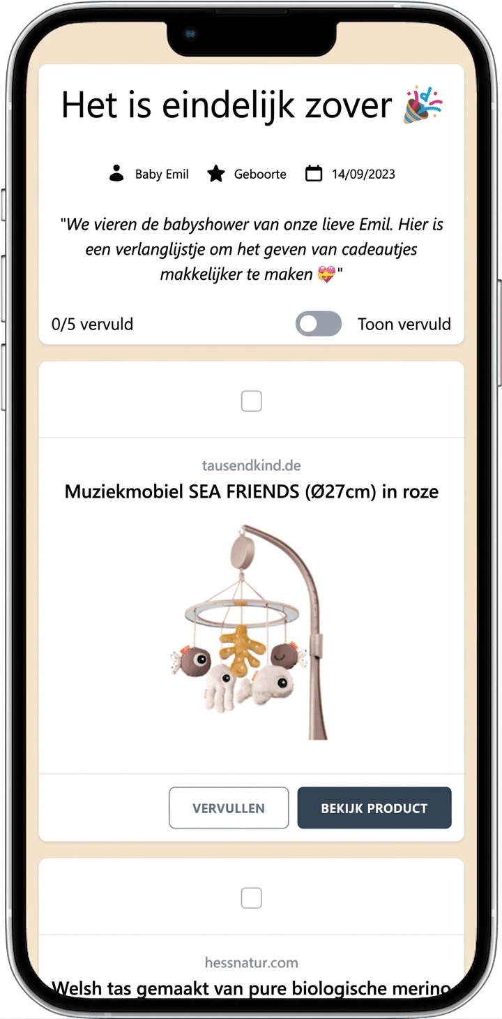 Zo ziet je voltooide verlanglijst eruit