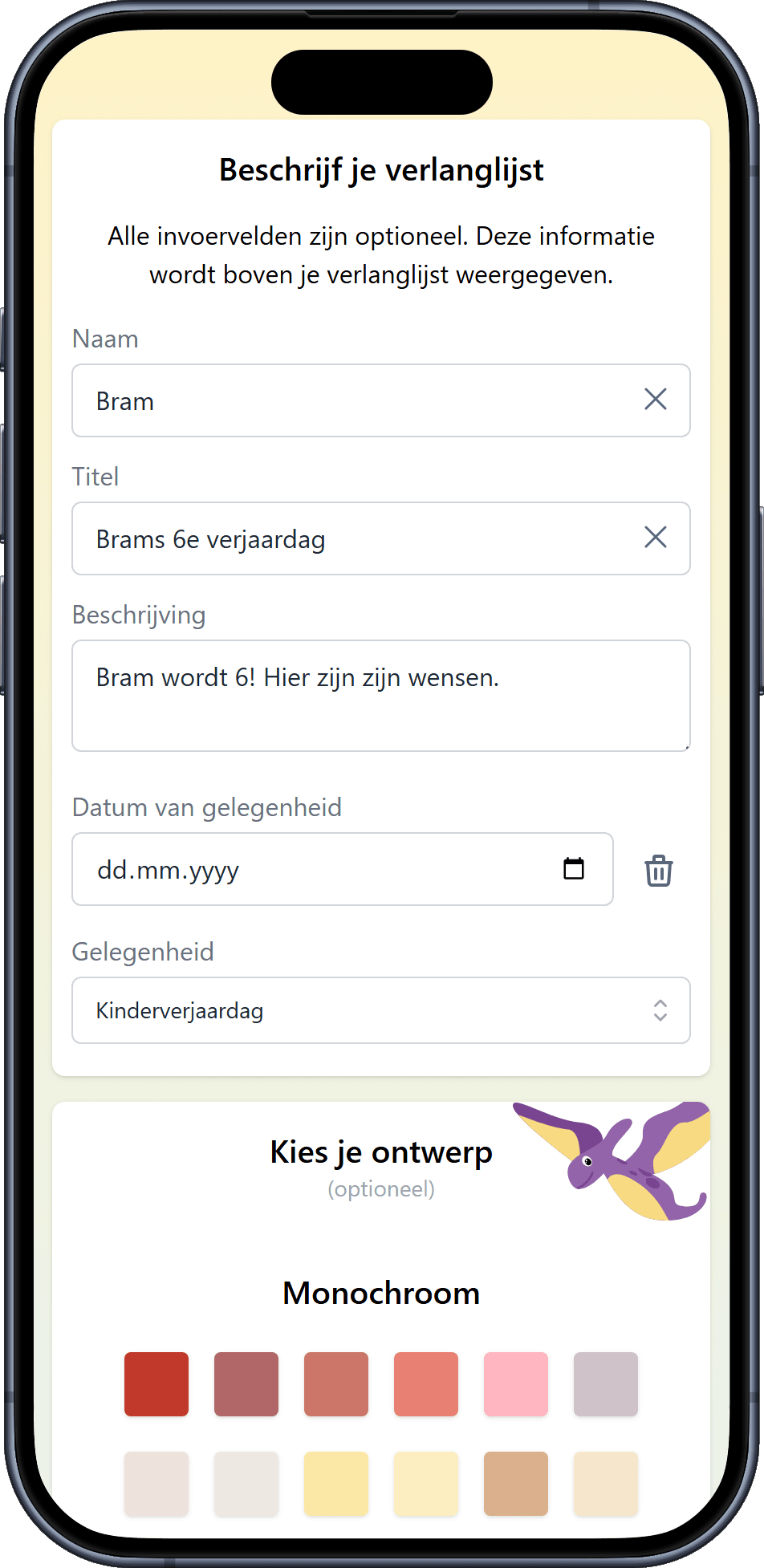 Hoe voeg je details toe aan je verlanglijst
