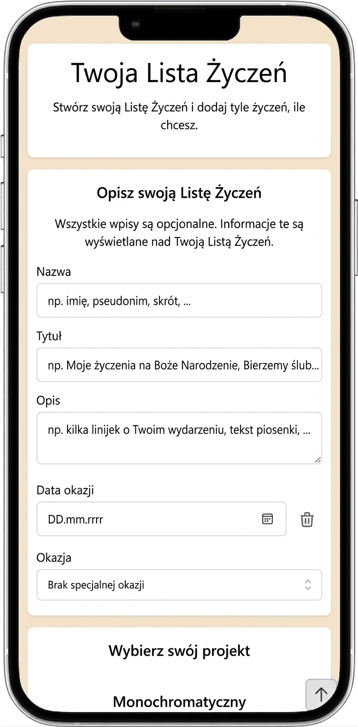 Jak dodać szczegóły do listy życzeń