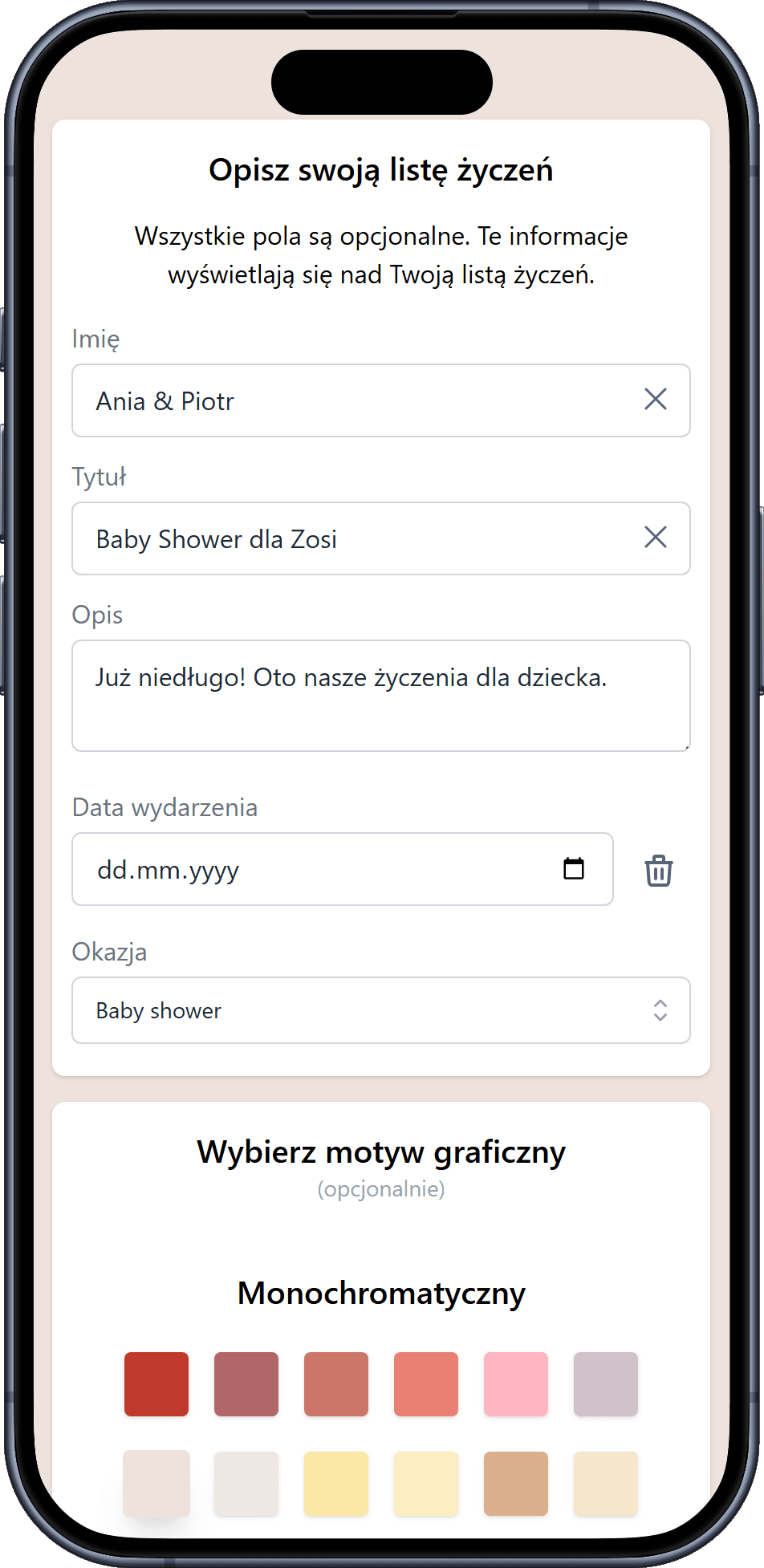 Jak dodać szczegóły do listy życzeń