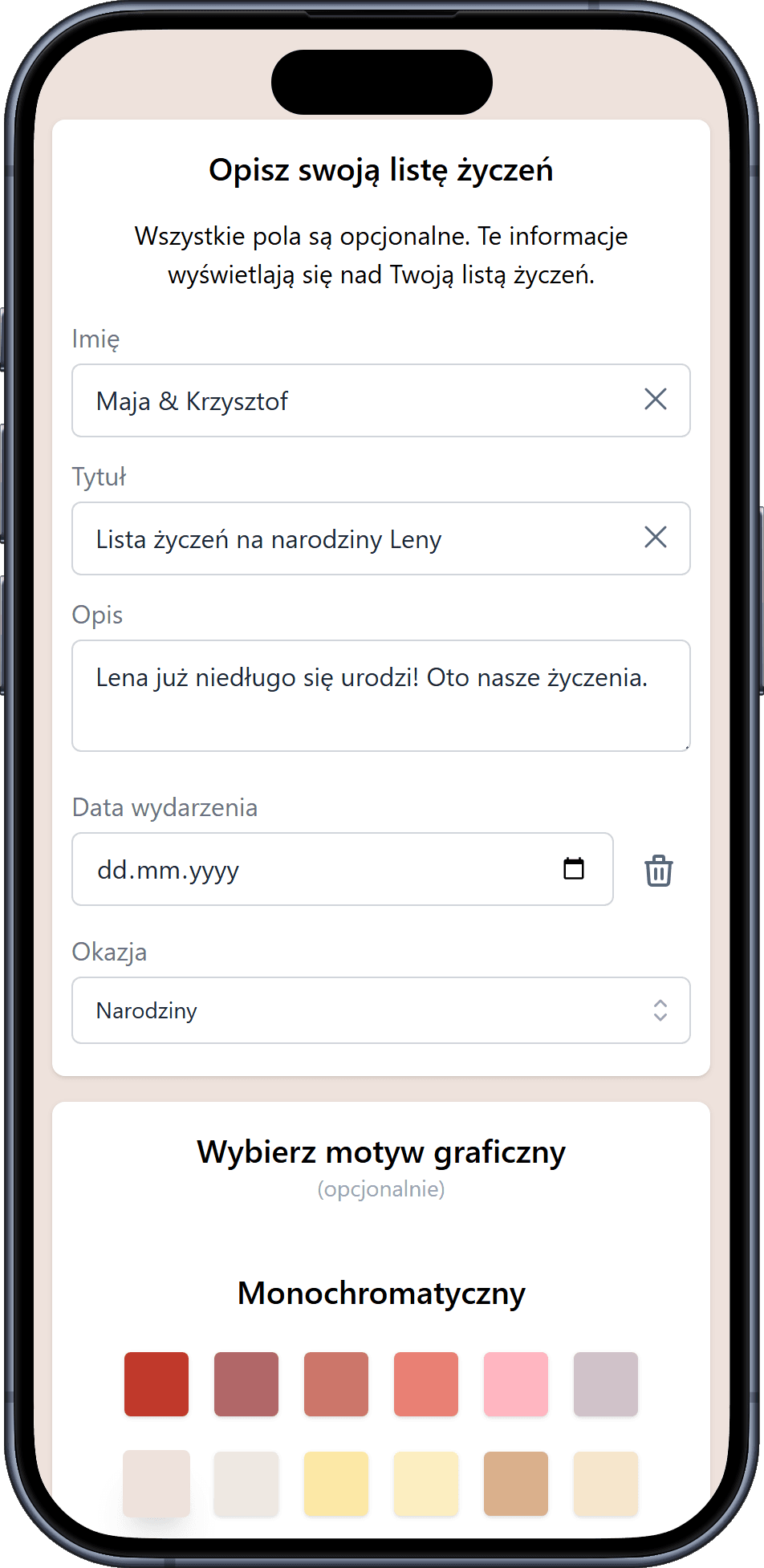 Jak dodać szczegóły do listy życzeń