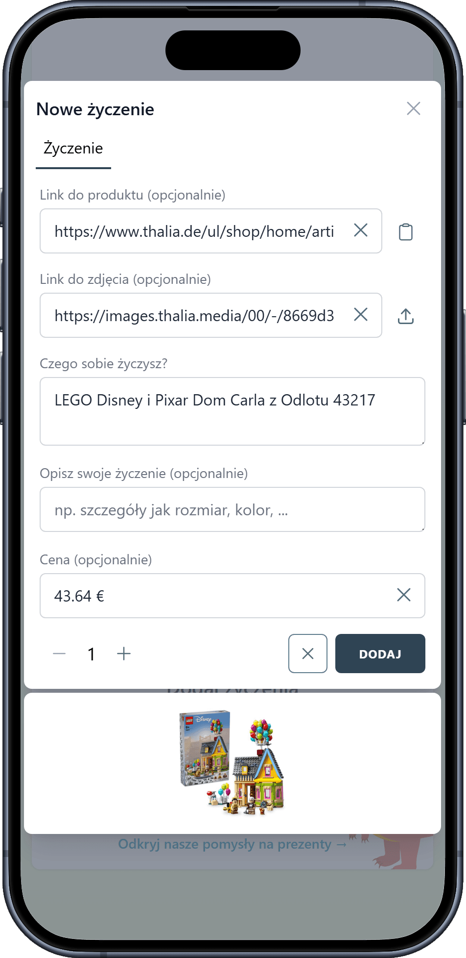 Jak dodać życzenia do listy życzeń