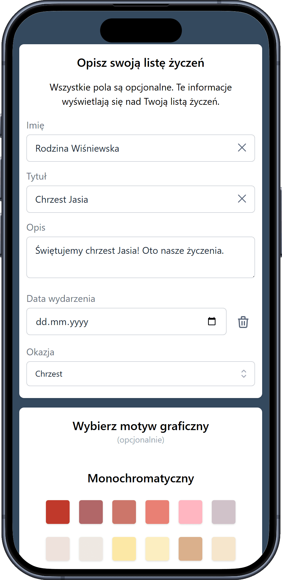 Jak dodać szczegóły do listy życzeń