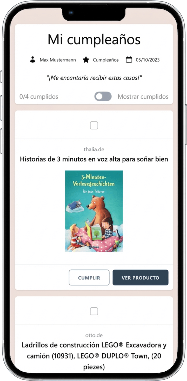 Así se ve la lista de deseos terminada para tu cumpleaños
