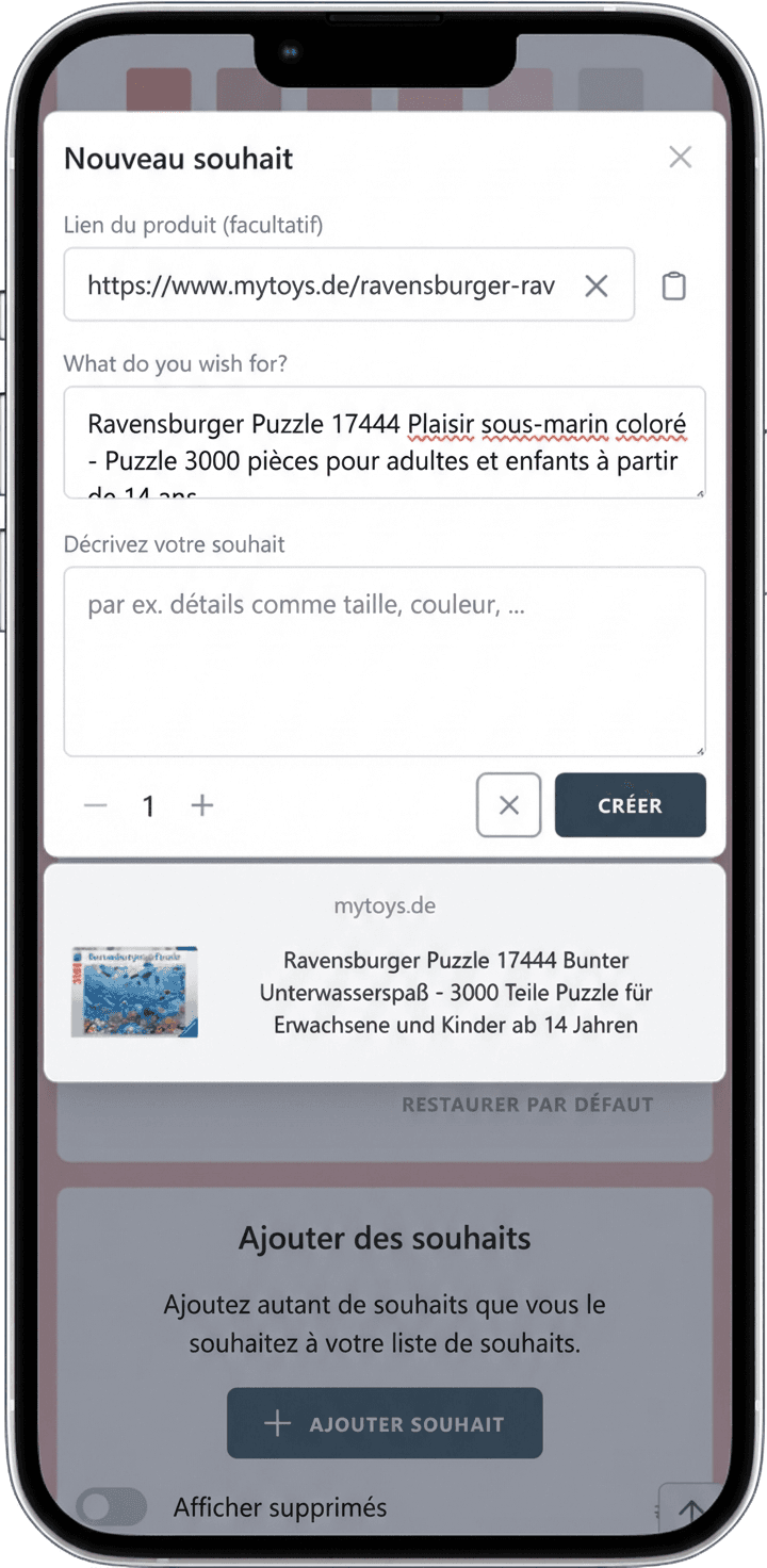 Comment ajouter des souhaits à votre liste